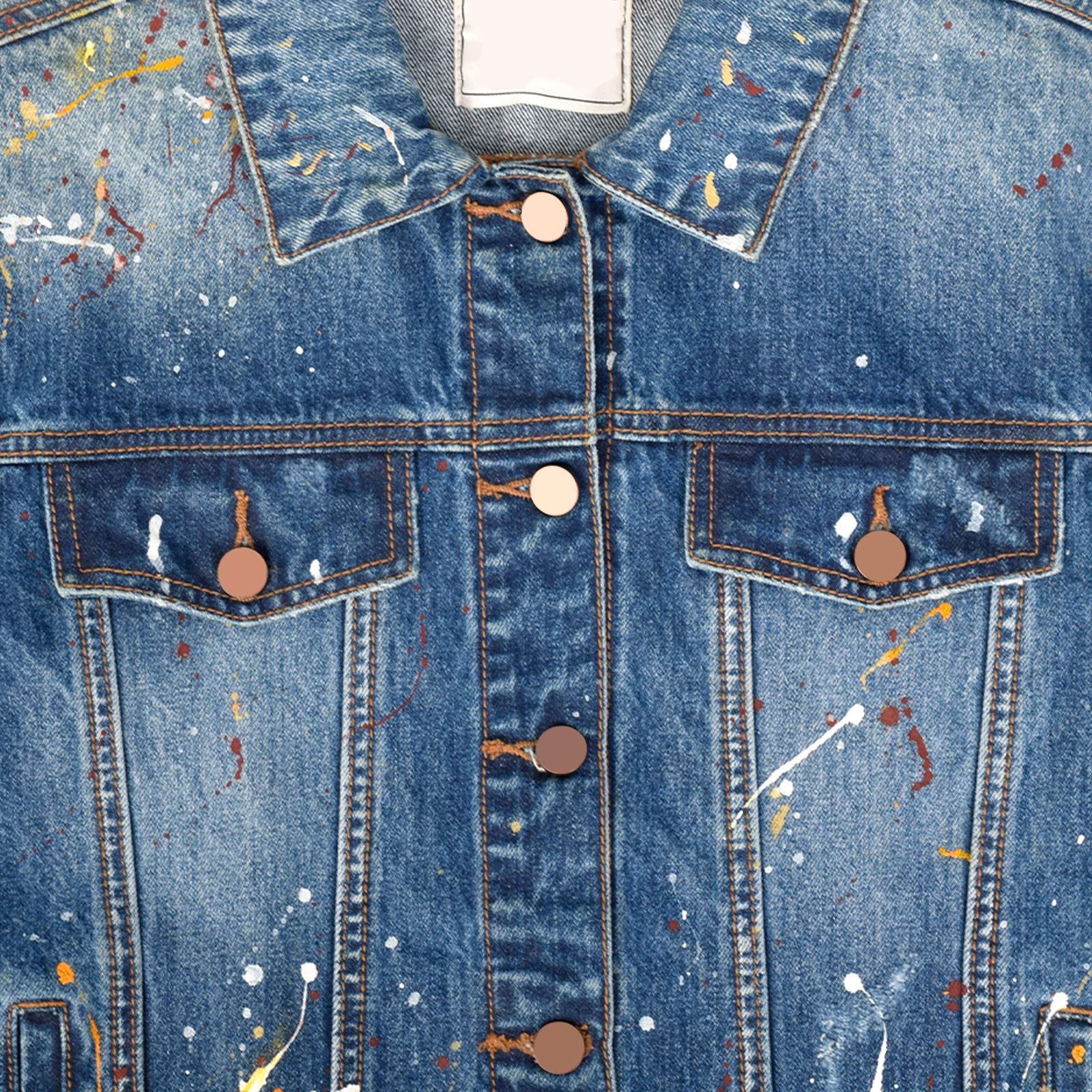 Custom Unisex Denim Jacket With Paint Splatters