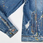 Custom Unisex Denim Jacket With Paint Splatters