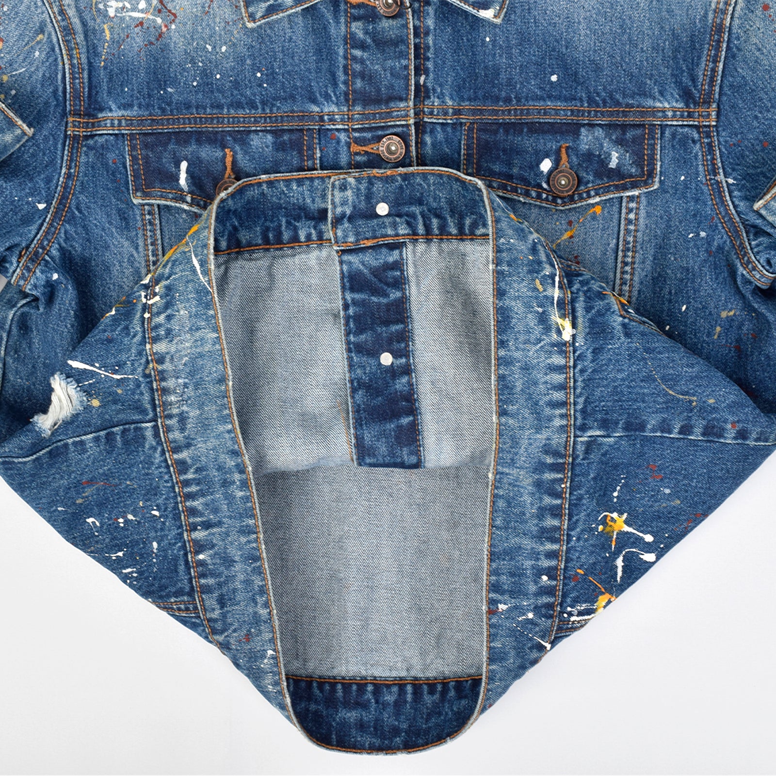 Custom Unisex Denim Jacket With Paint Splatters