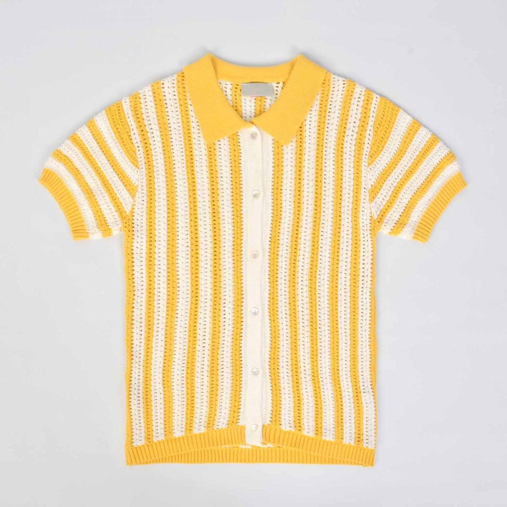 Custom Knit Cardigan Stripe Sweater Polo Shirt