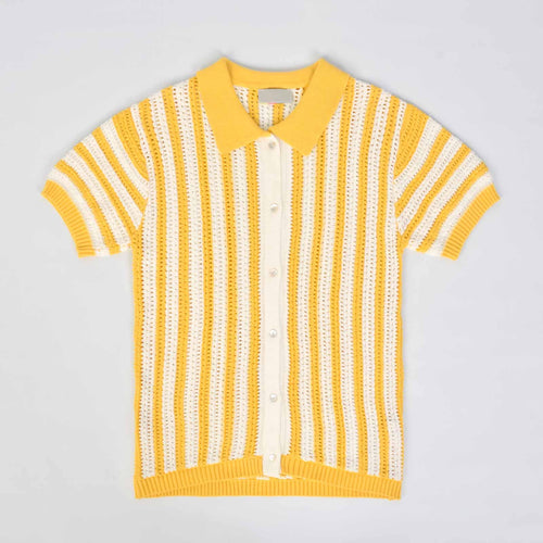 Custom Knit Cardigan Stripe Sweater Polo Shirt