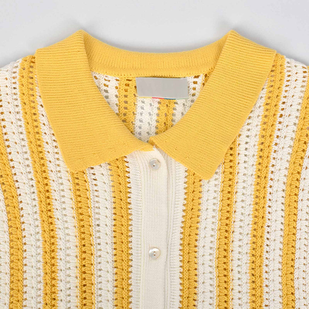 Custom Knit Cardigan Stripe Sweater Polo Shirt