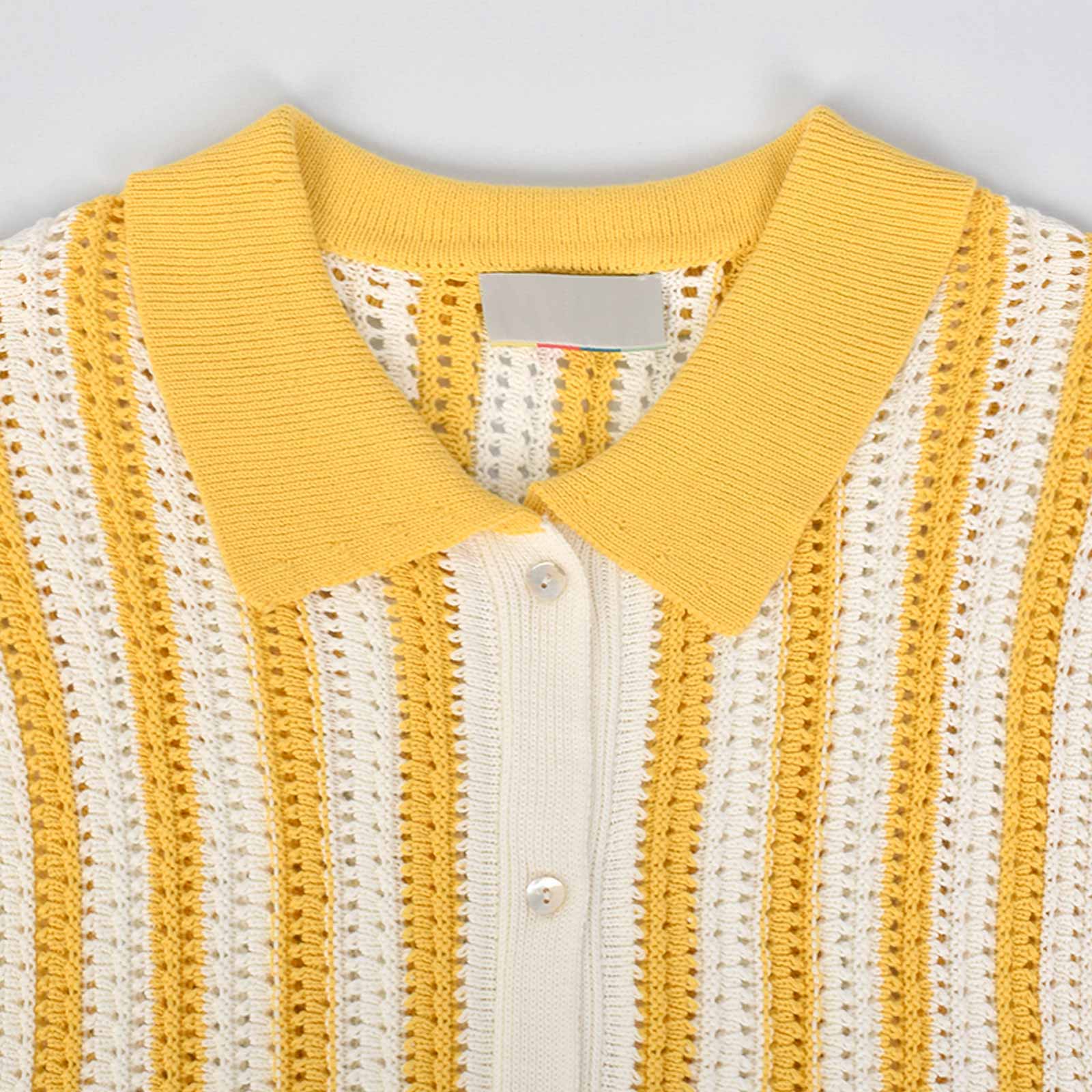 Custom Knit Cardigan Stripe Sweater Polo Shirt