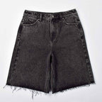 Custom Women's Baggy Black Jeans Shorts With Washed