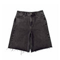 Custom Women's Baggy Black Jeans Shorts With Washed