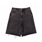 Custom Women's Baggy Black Jeans Shorts With Washed
