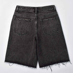 Custom Women's Baggy Black Jeans Shorts With Washed