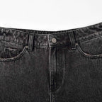Custom Women's Baggy Black Jeans Shorts With Washed