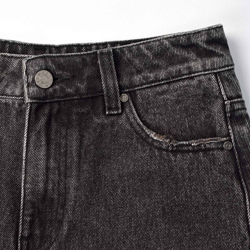 Custom Women's Baggy Black Jeans Shorts With Washed