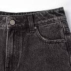 Custom Women's Baggy Black Jeans Shorts With Washed