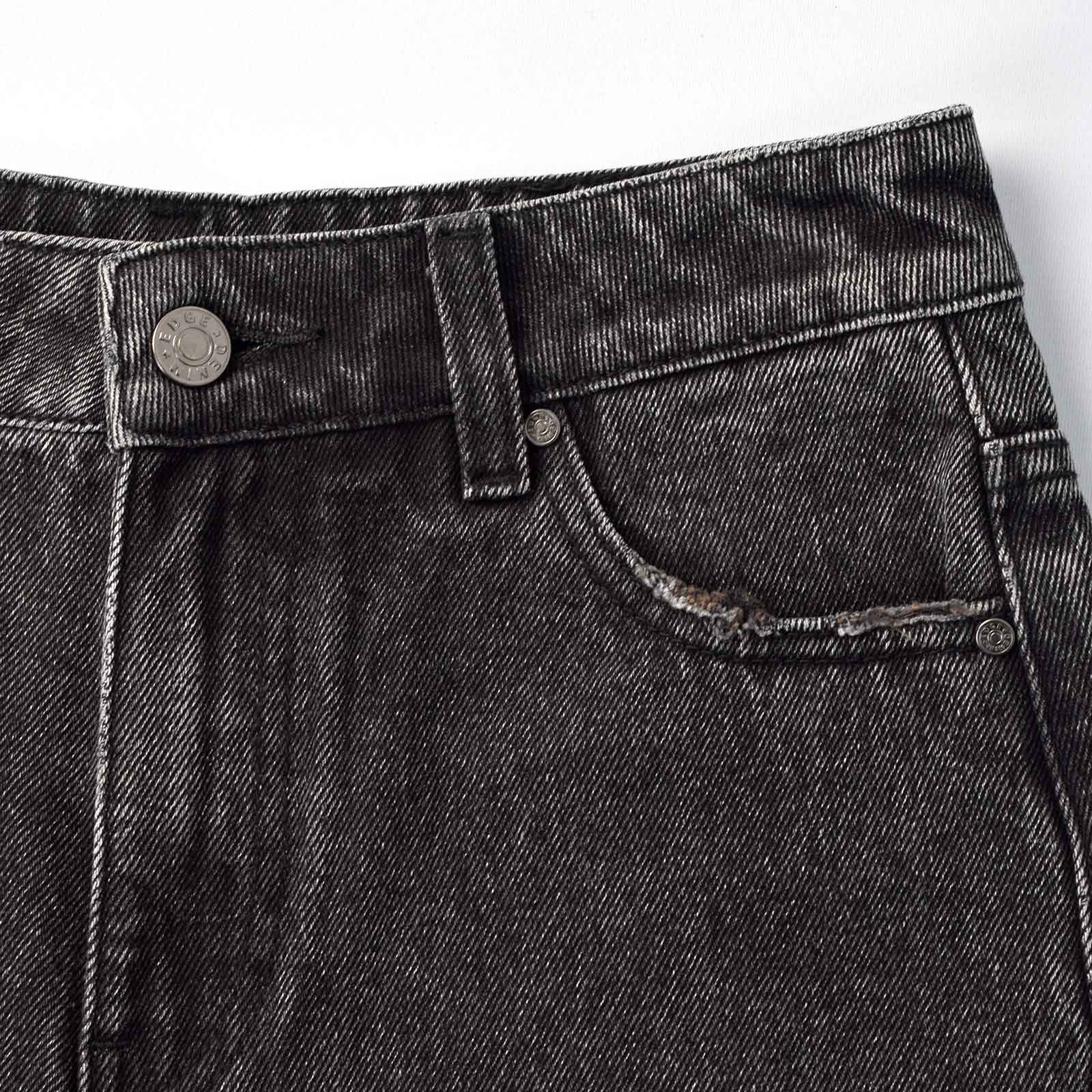 Custom Women's Baggy Black Jeans Shorts With Washed