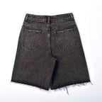 Custom Women's Baggy Black Jeans Shorts With Washed