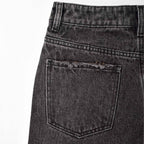 Custom Women's Baggy Black Jeans Shorts With Washed