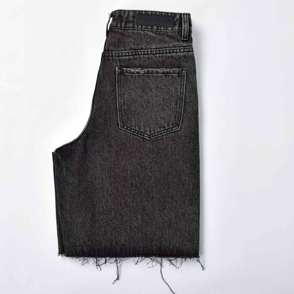 Custom Women's Baggy Black Jeans Shorts With Washed