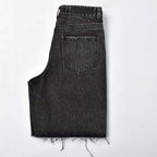 Custom Women's Baggy Black Jeans Shorts With Washed