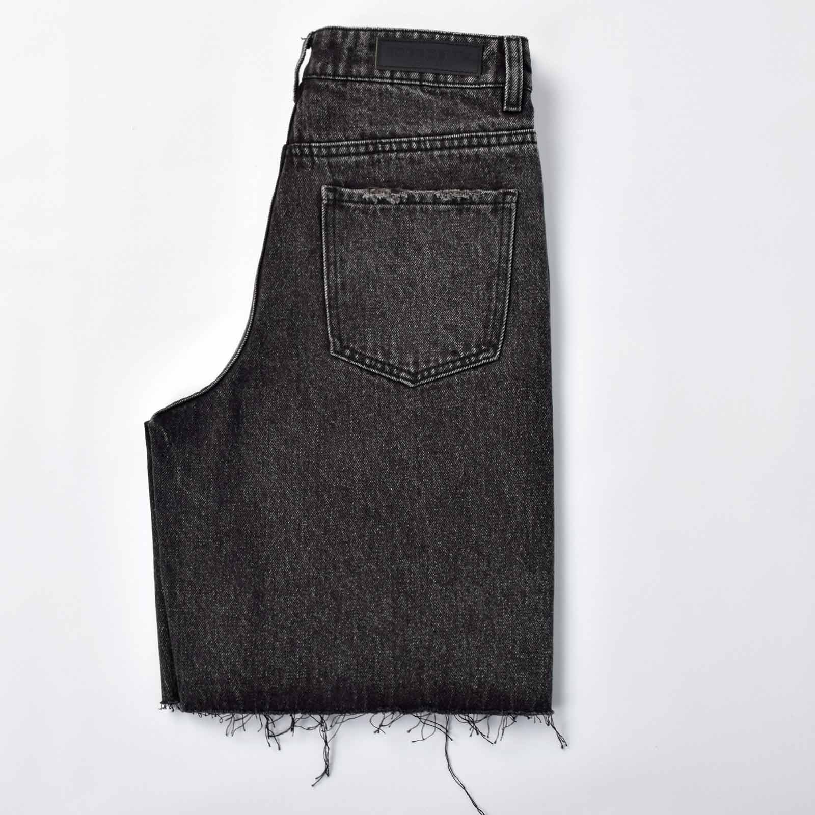 Custom Women's Baggy Black Jeans Shorts With Washed