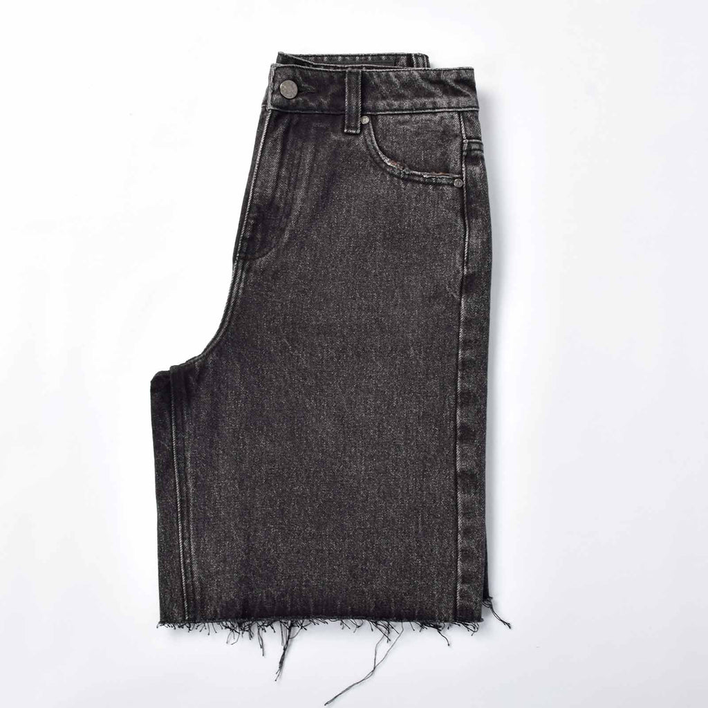 Custom Women's Baggy Black Jeans Shorts With Washed