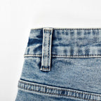 Custom Men's Washed Indigo Blue Jeans Shorts With Distressed