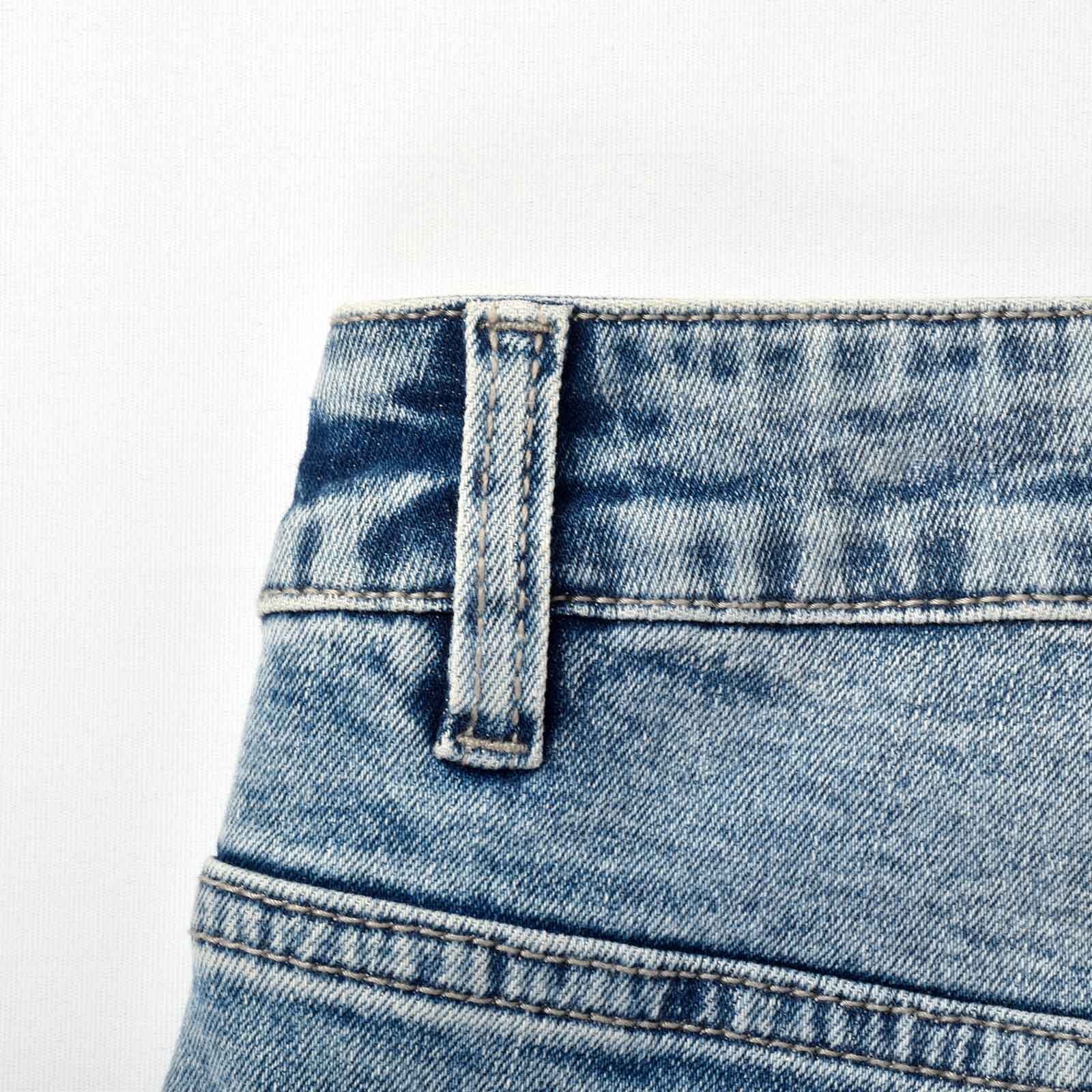 Custom Men's Washed Indigo Blue Jeans Shorts With Distressed