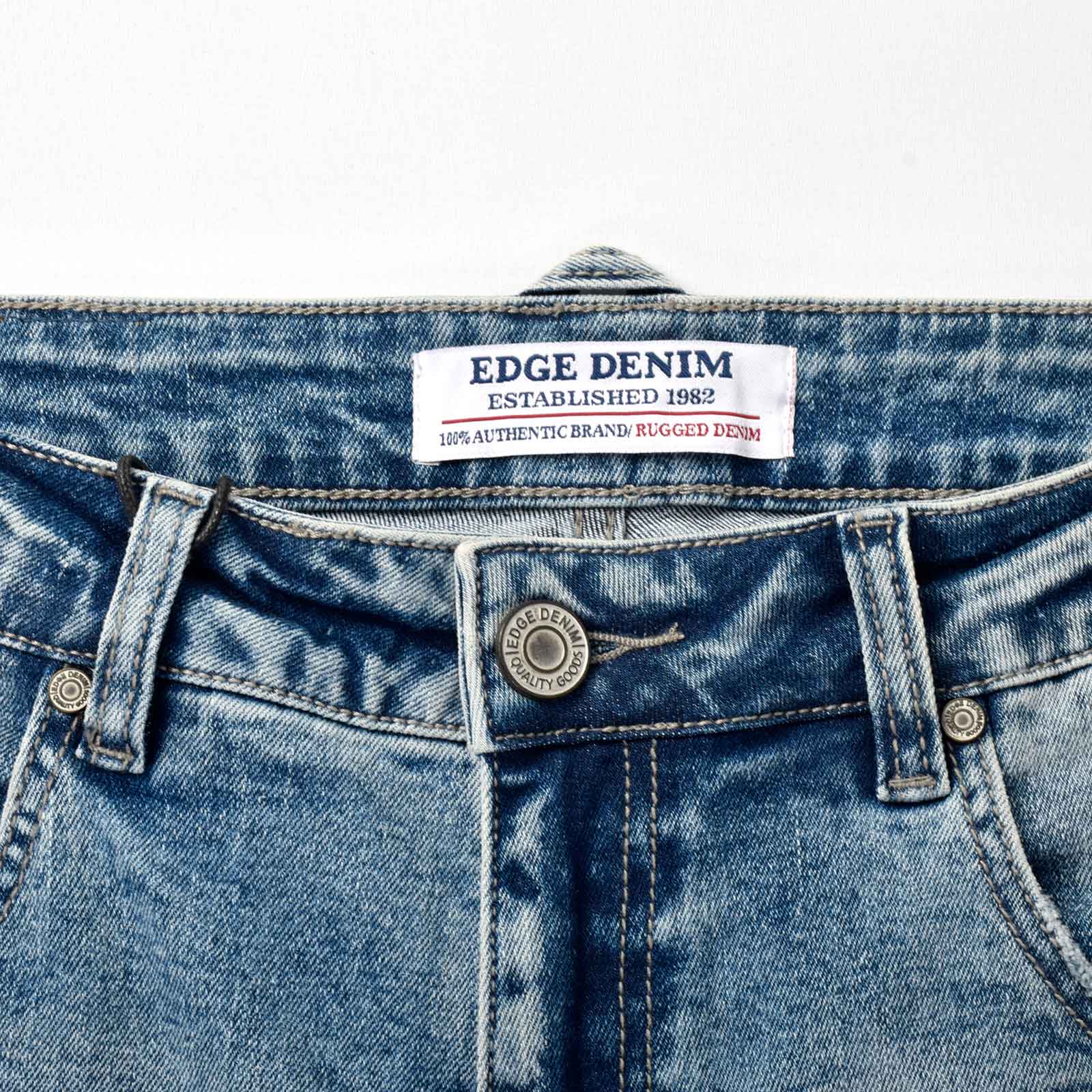 Custom Men's Washed Indigo Blue Jeans Shorts With Distressed