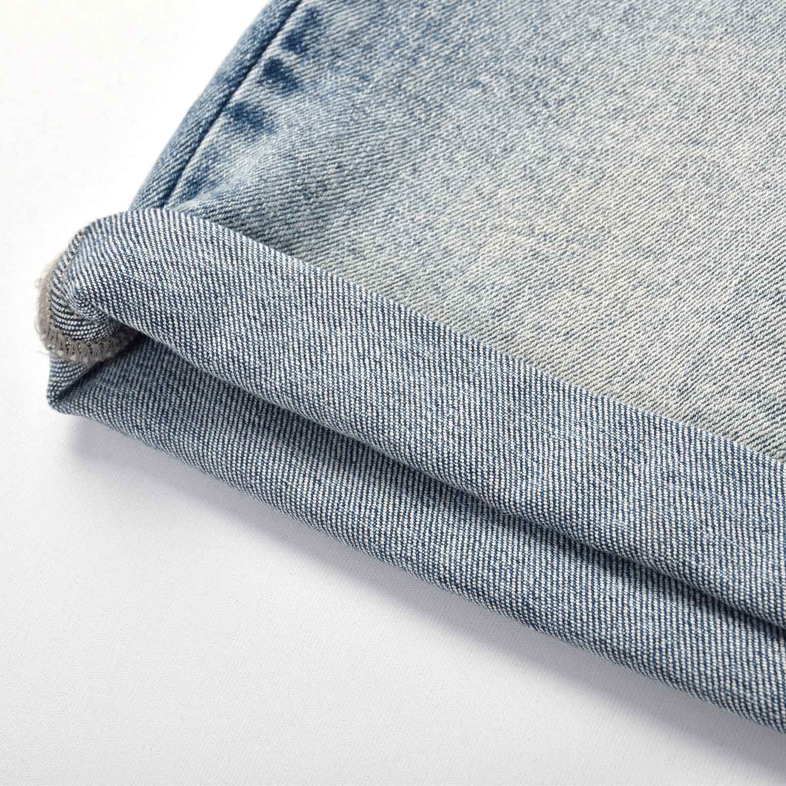 Custom Men's Washed Indigo Blue Jeans Shorts With Distressed