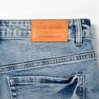 Custom Men's Washed Indigo Blue Jeans Shorts With Distressed