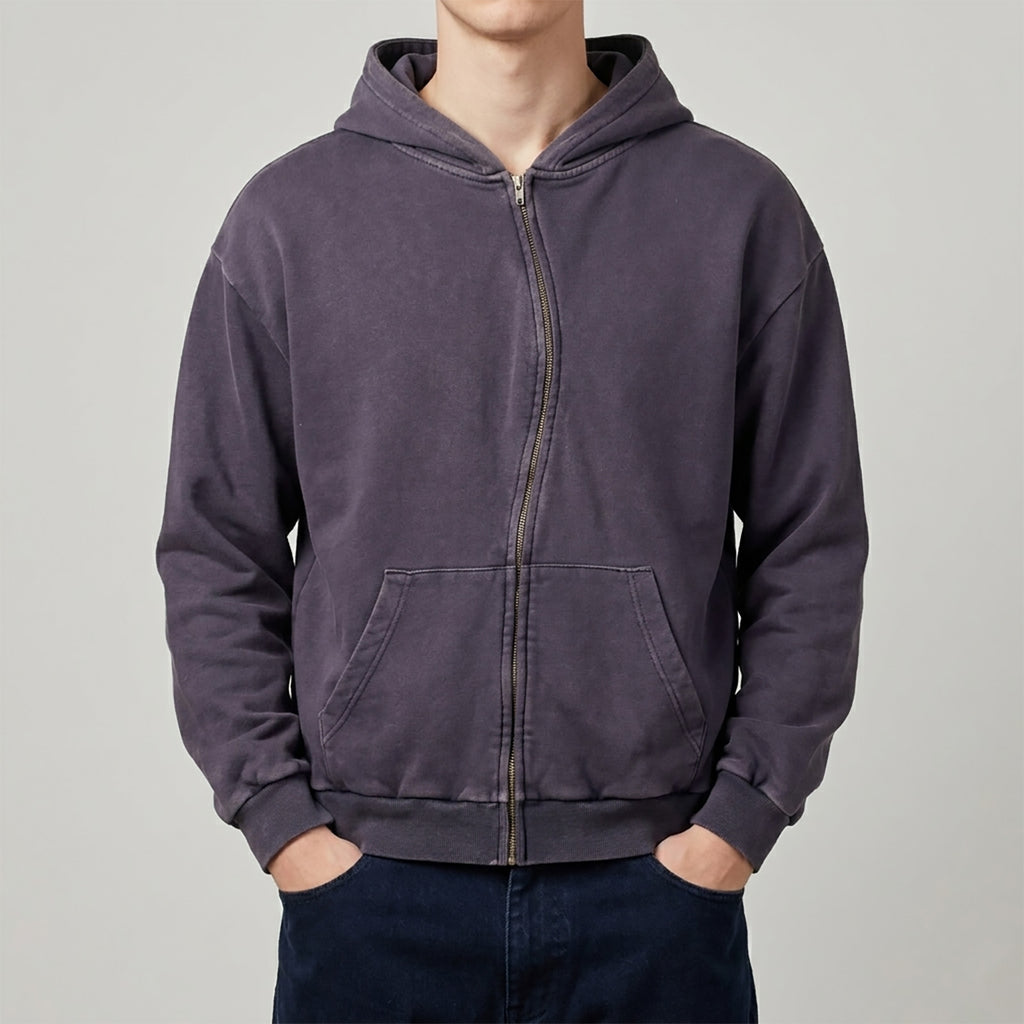 Custom Unisex Vintage Washed Zipper Hoodie