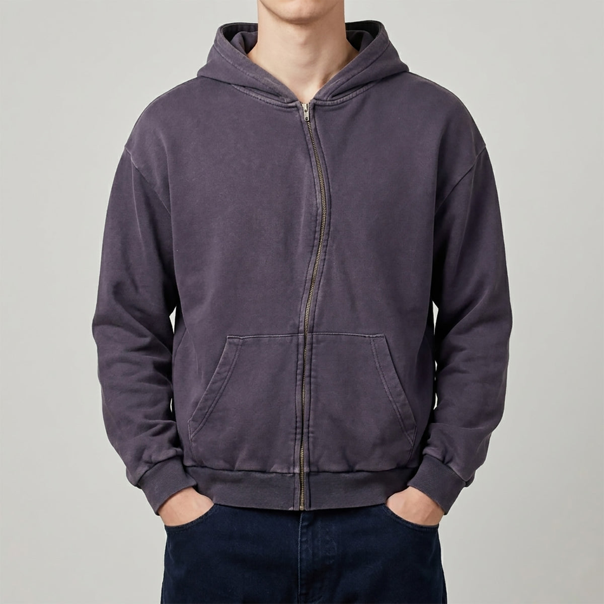 Custom Unisex Vintage Washed Zipper Hoodie