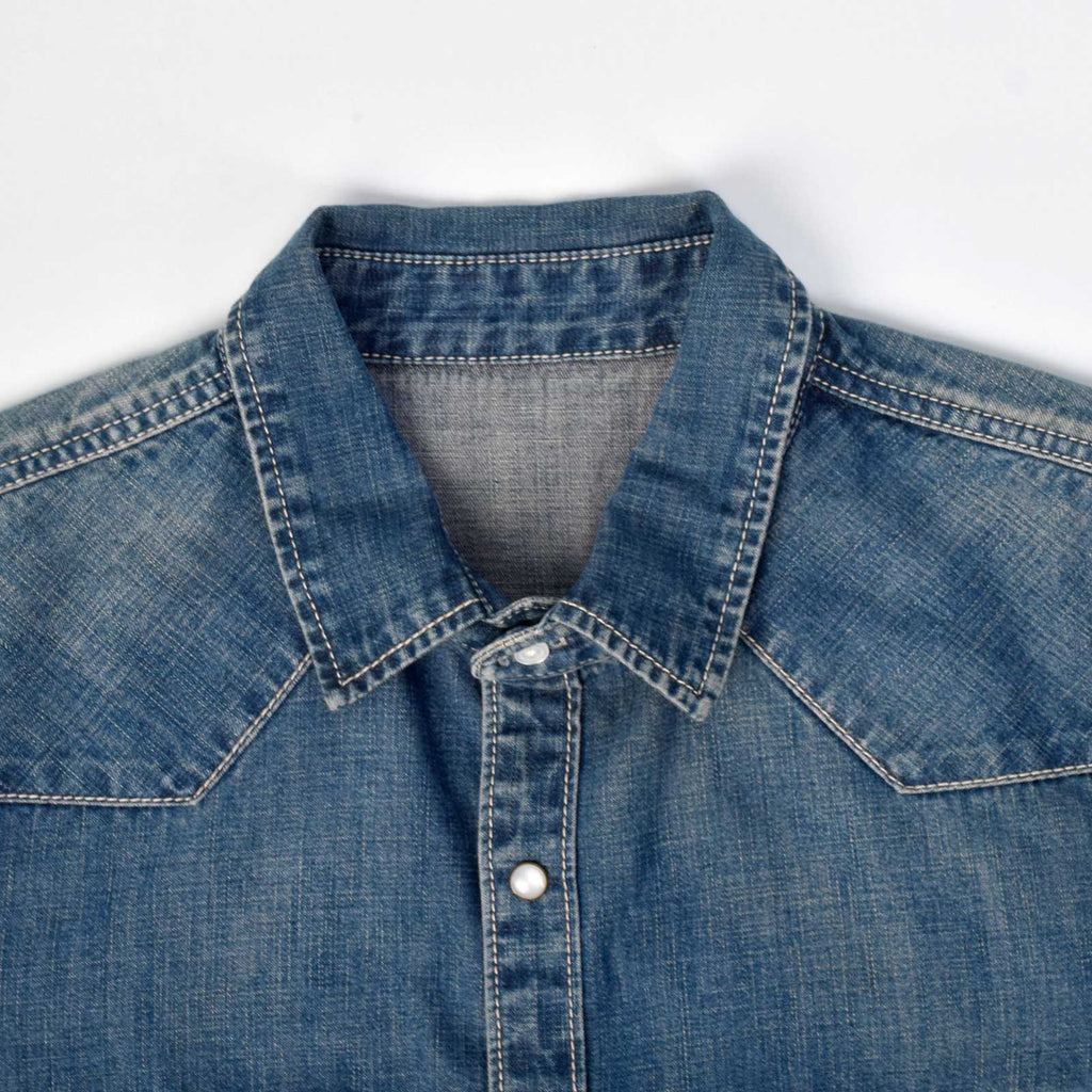 Custom Unisex Regular Fit Blue Washed Denim Shirts
