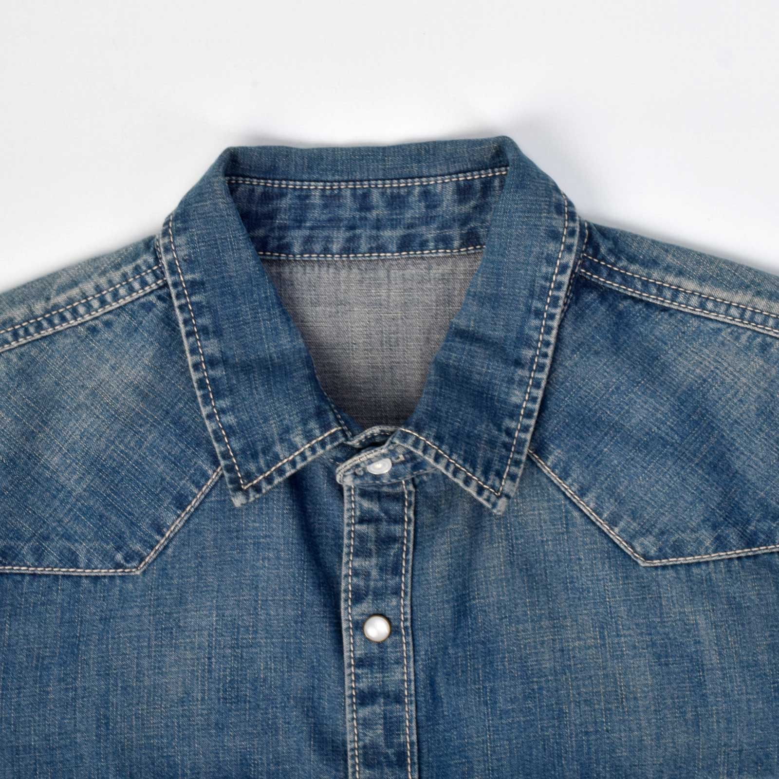 Custom Unisex Regular Fit Blue Washed Denim Shirts