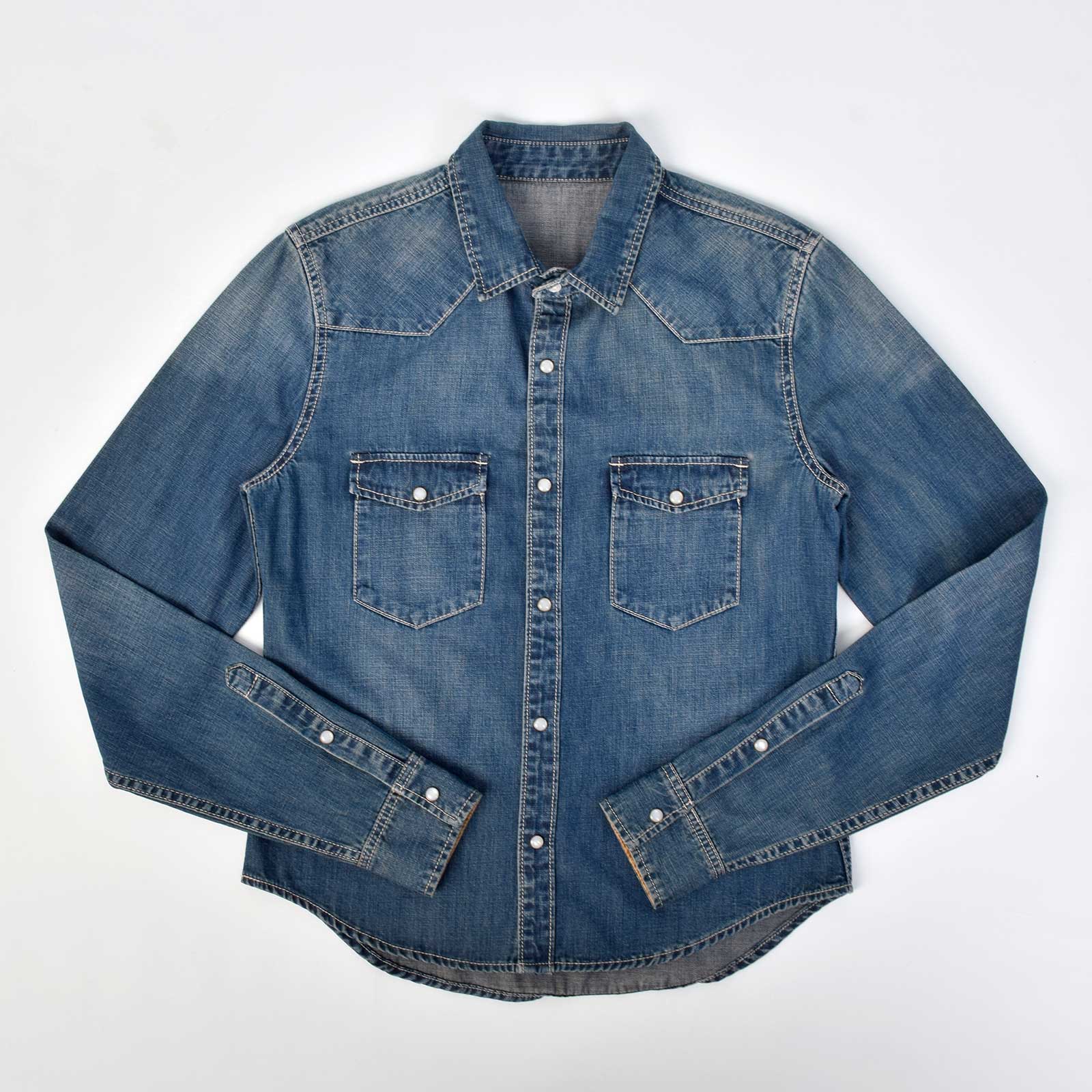 Custom Unisex Regular Fit Blue Washed Denim Shirts