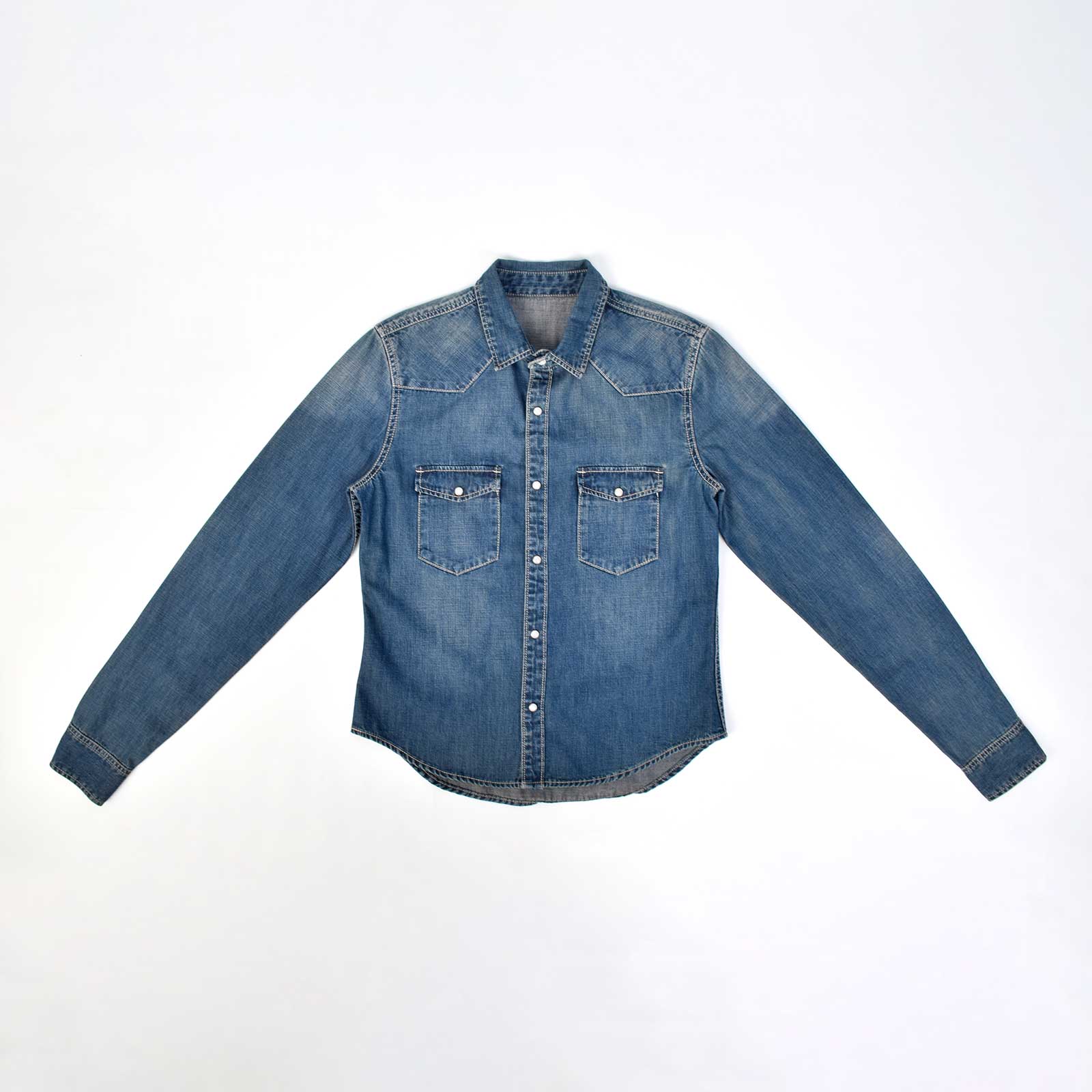 Custom Unisex Regular Fit Blue Washed Denim Shirts