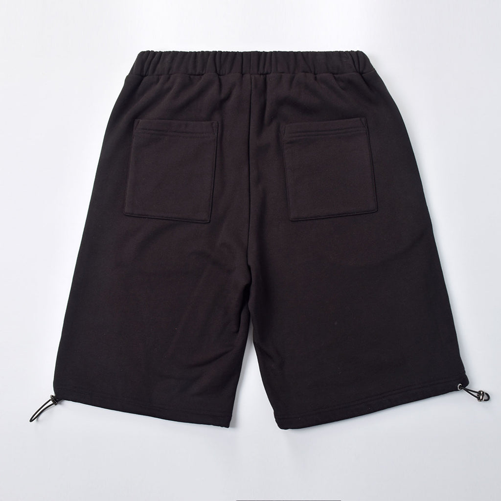 Custom Men Screen Printing Black French Terry Cotton Sweat Shorts With Adjustable Hem