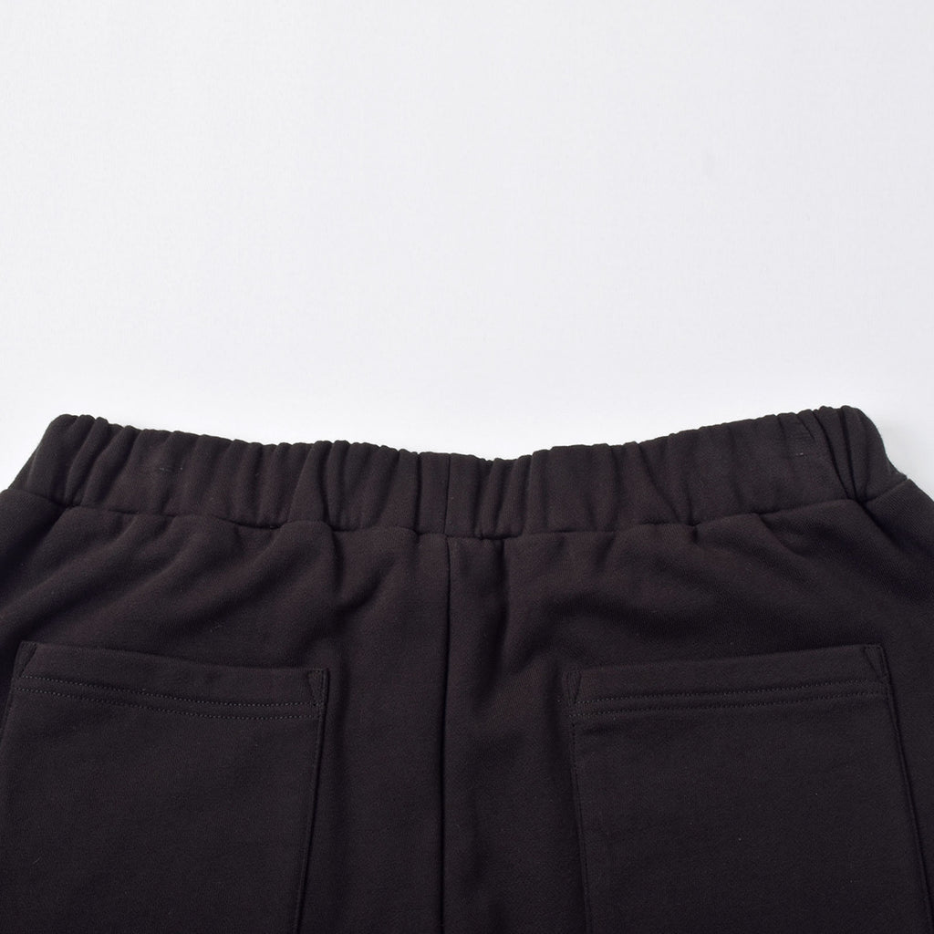 Custom Men Screen Printing Black French Terry Cotton Sweat Shorts With Adjustable Hem