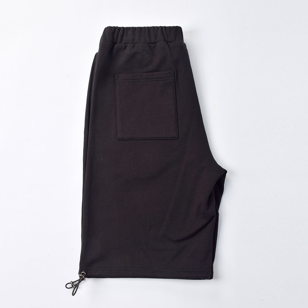 Custom Men Screen Printing Black French Terry Cotton Sweat Shorts With Adjustable Hem