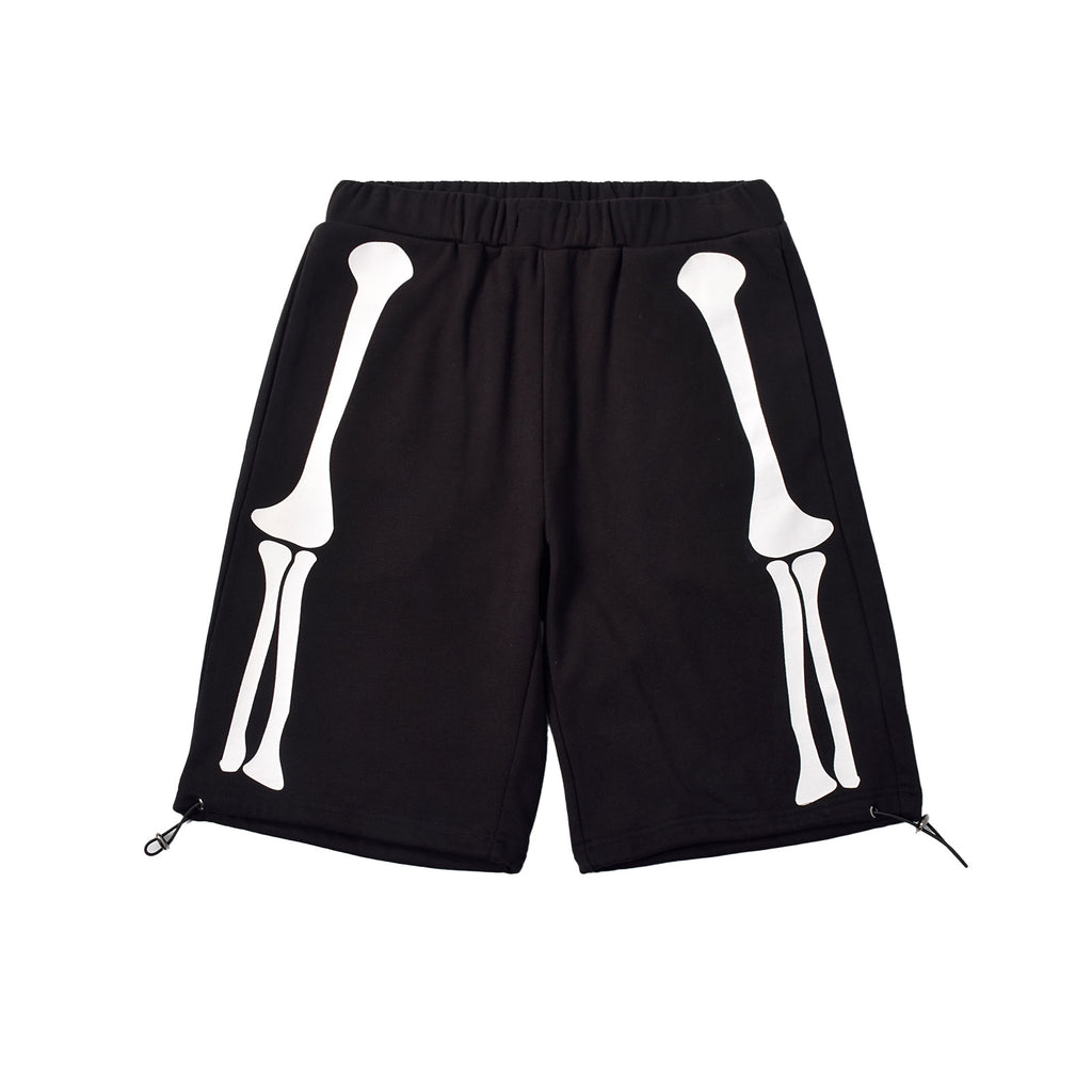 Custom Men Screen Printing Black French Terry Cotton Sweat Shorts With Adjustable Hem