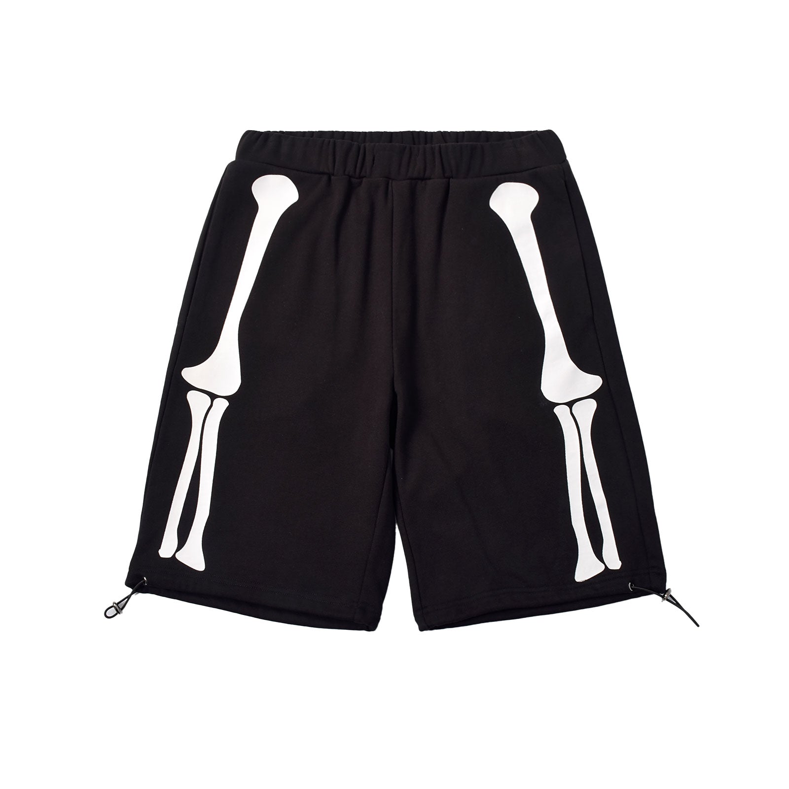 Custom Men Screen Printing Black French Terry Cotton Sweat Shorts With Adjustable Hem