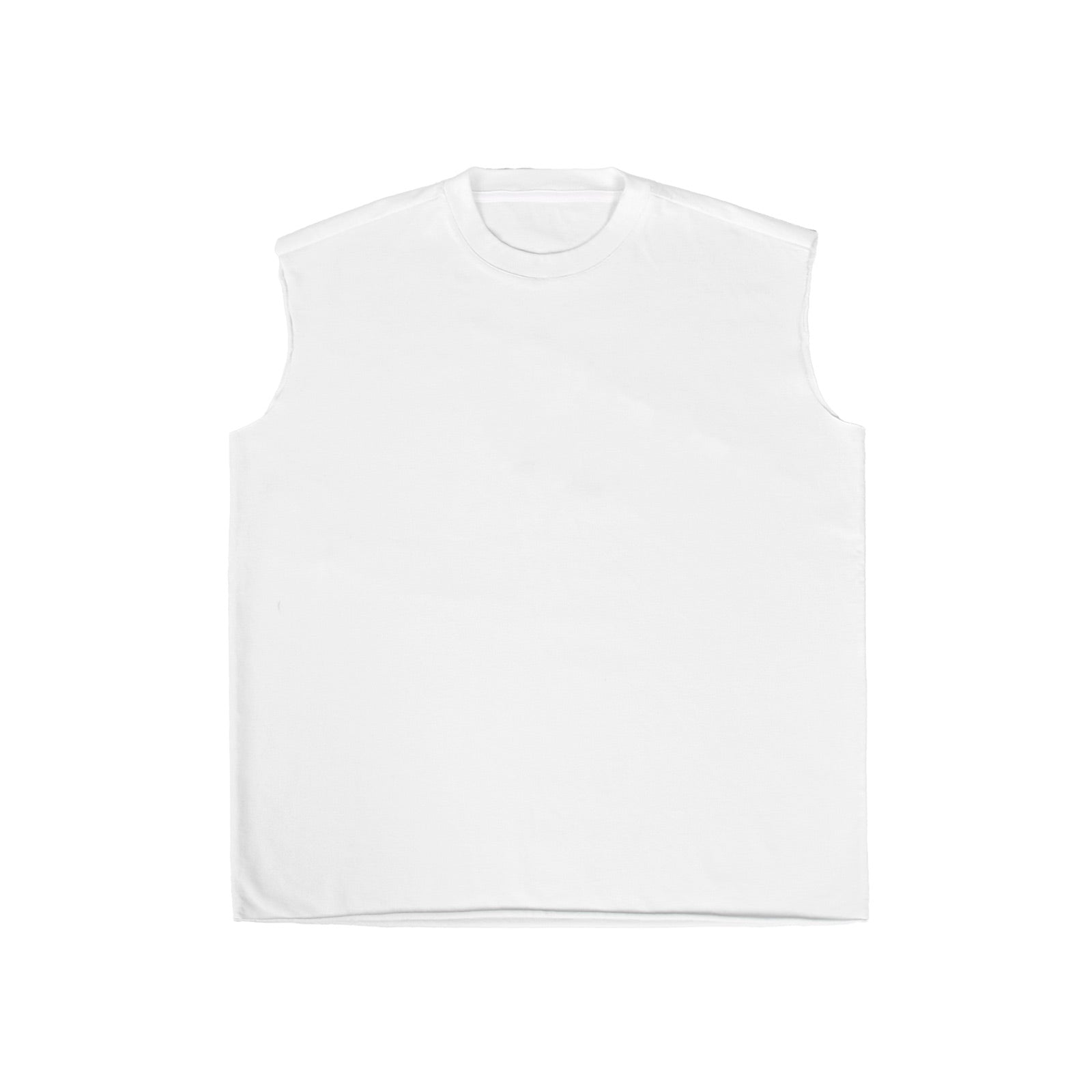 Custom Unisex Plain Raw Hem White Sleeveless T-Shirts