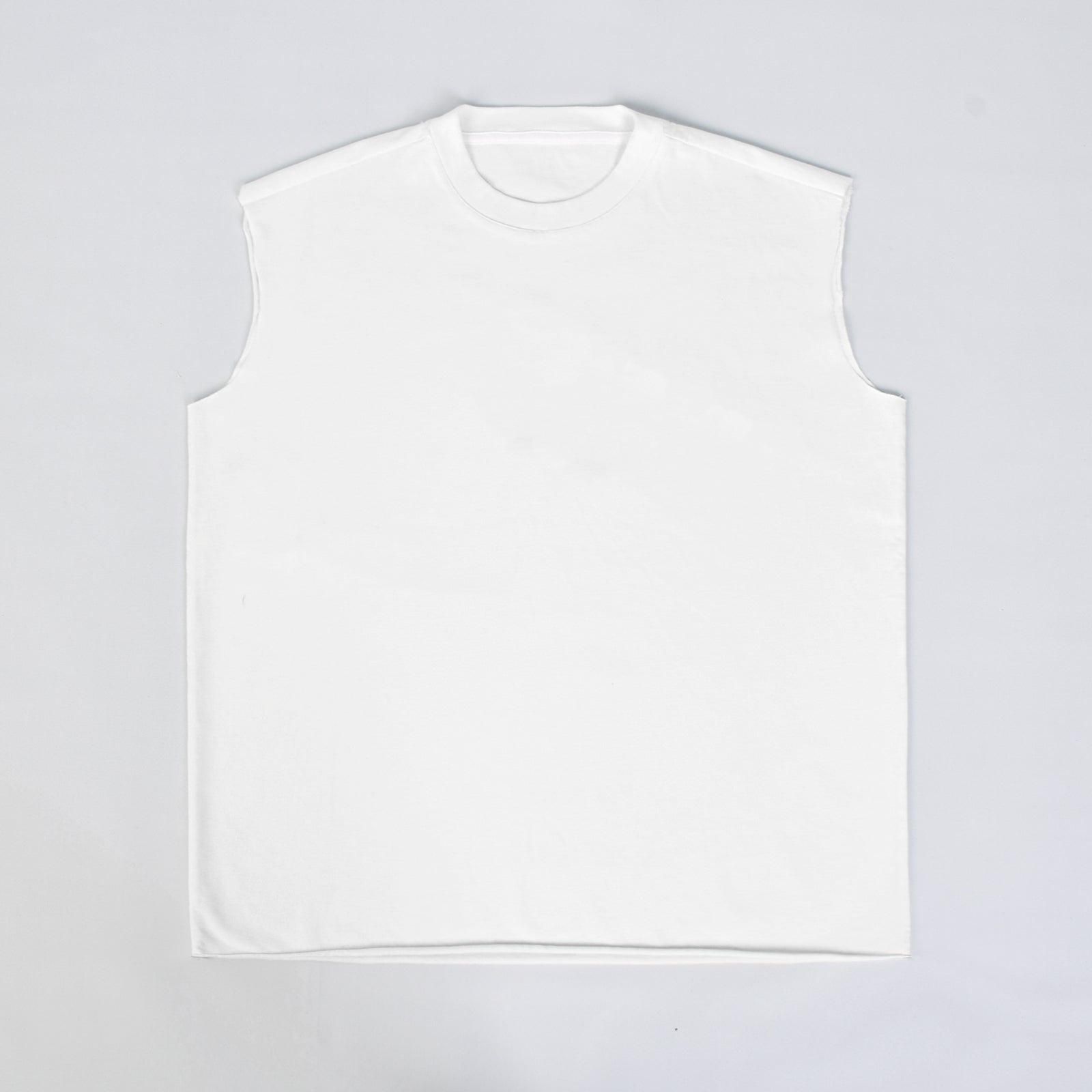 Custom Unisex Plain Raw Hem White Sleeveless T-Shirts