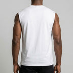 Custom Unisex Plain Raw Hem White Sleeveless T-Shirts
