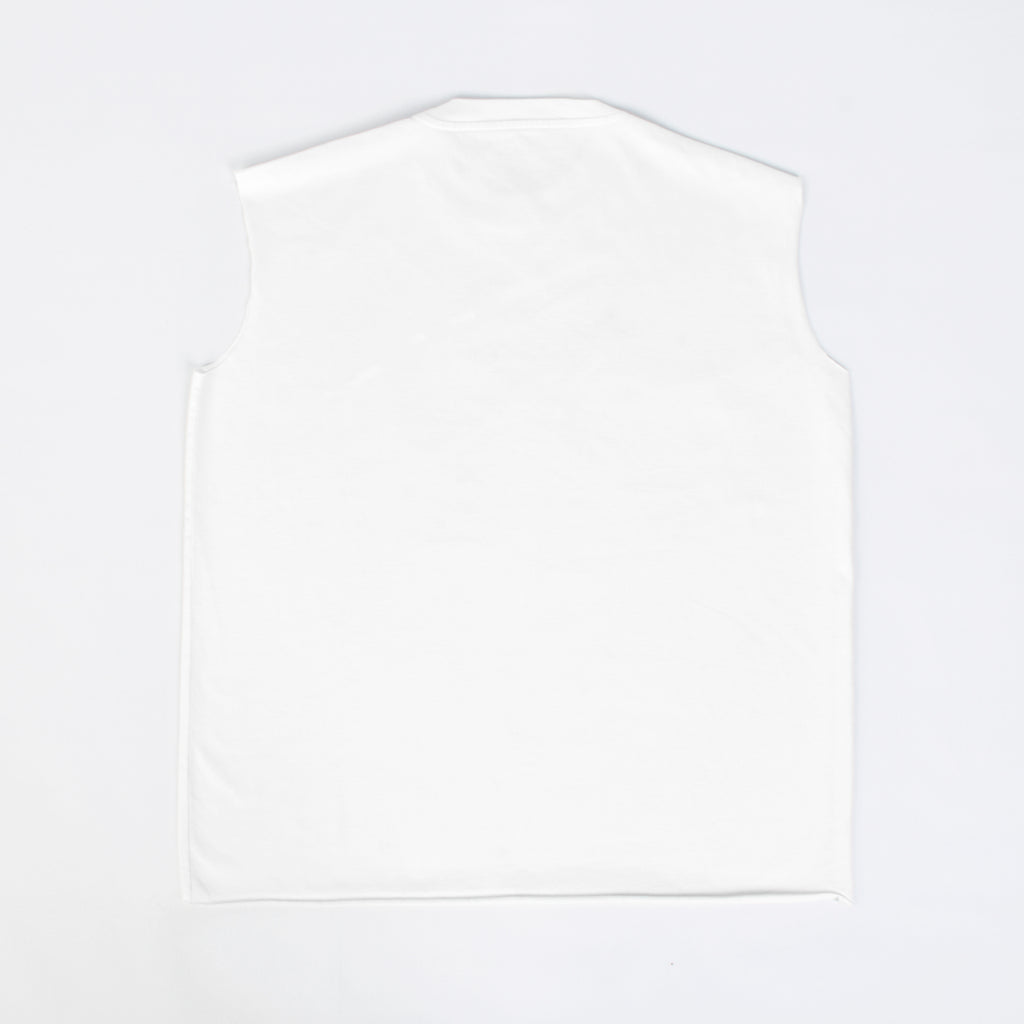 Custom Unisex Plain Raw Hem White Sleeveless T-Shirts