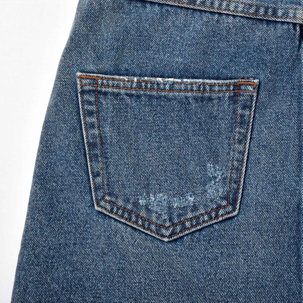 Custom Women's Casual A Line Mini Denim Skirt With Distressed