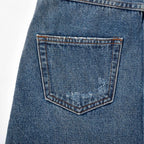 Custom Women's Casual A Line Mini Denim Skirt With Distressed