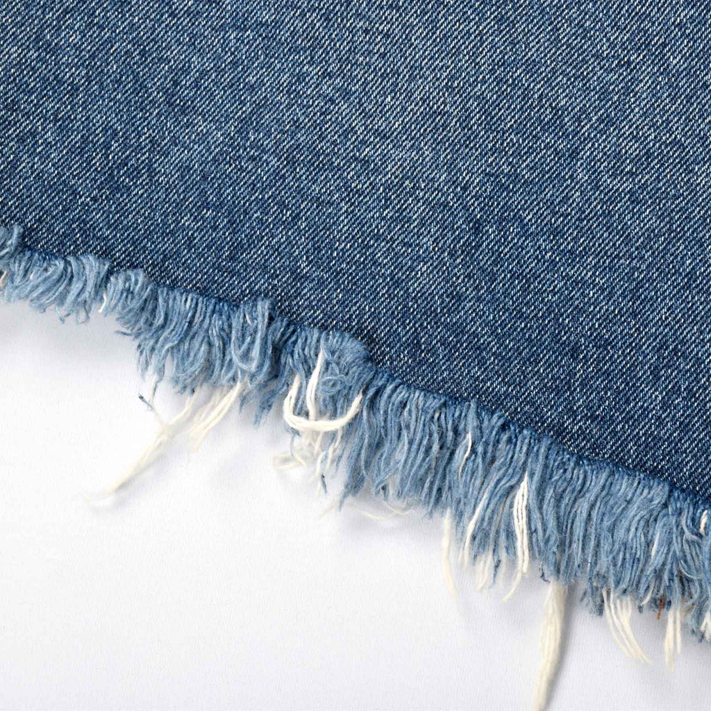 Custom Women's Casual A Line Mini Denim Skirt With Distressed