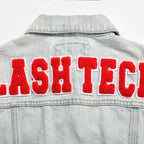 Custom Women's Button-Up Washed Crop Denim Jacket With Chenille Patch