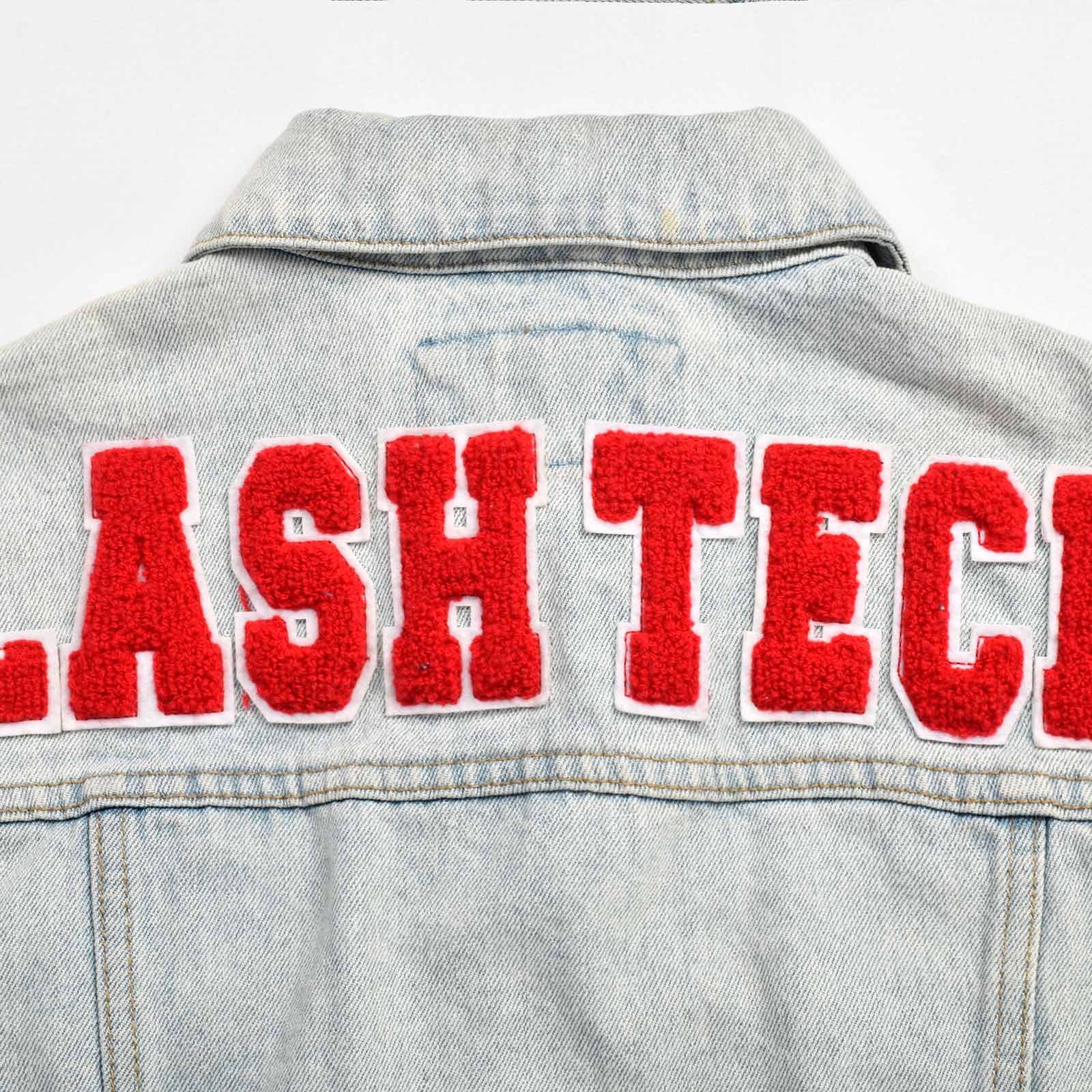 Custom Women's Button-Up Washed Crop Denim Jacket With Chenille Patch