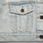 Custom Women's Button-Up Washed Crop Denim Jacket With Chenille Patch