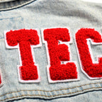 Custom Women's Button-Up Washed Crop Denim Jacket With Chenille Patch