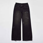 Custom Men's Black Double Layer Double Pocket Baggy Jeans