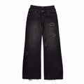 Custom Men's Black Double Layer Double Pocket Baggy Jeans
